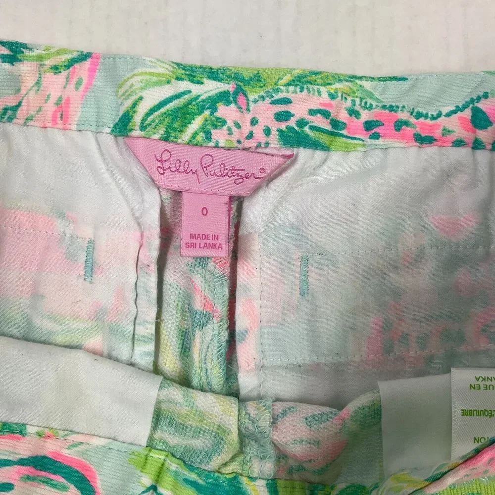 Lilly Pulitzer Womens Cotton Shorts Colorful Print Mid Rise Side Zip Size 0 * - Picture 2 of 11